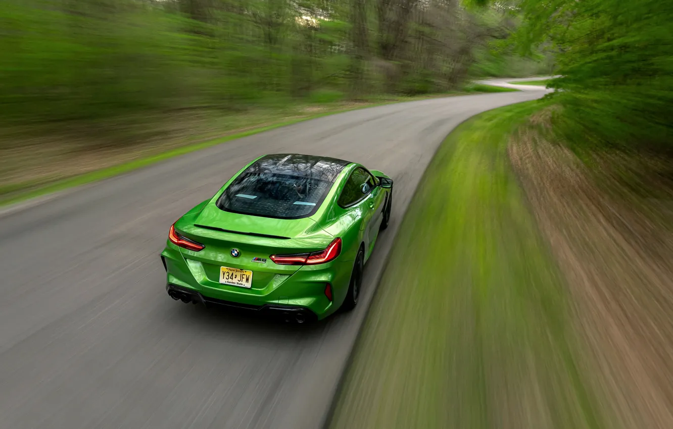 Photo wallpaper coupe, BMW, Coupe, on the road, 2020, BMW M8, two-door, M8