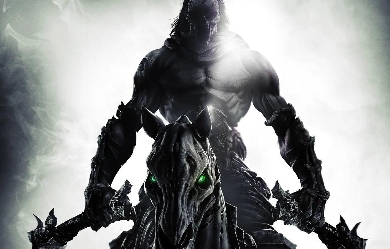 Photo wallpaper death, horse, mask, bones, braid, rider, death, Darksiders 2