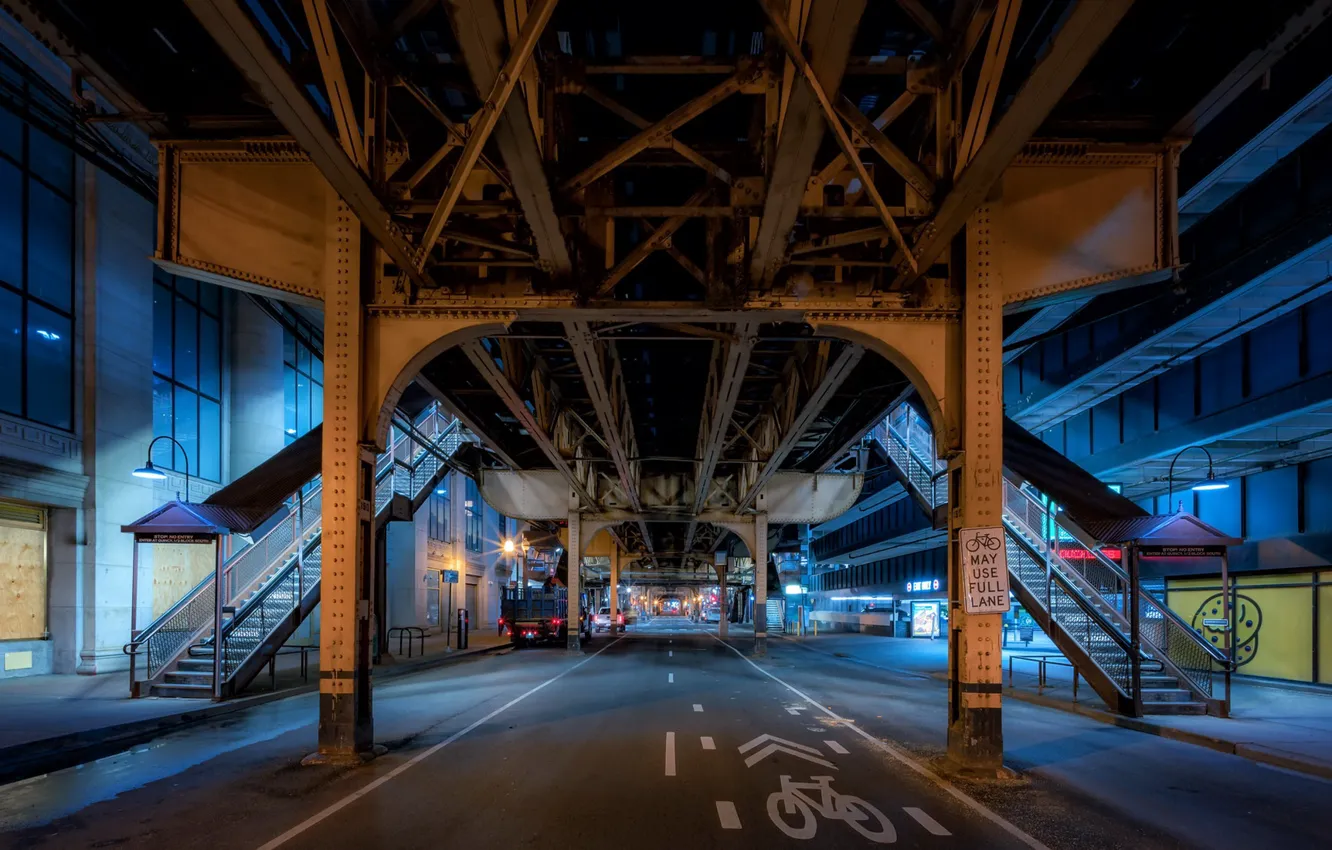 Photo wallpaper light, Chicago, lines