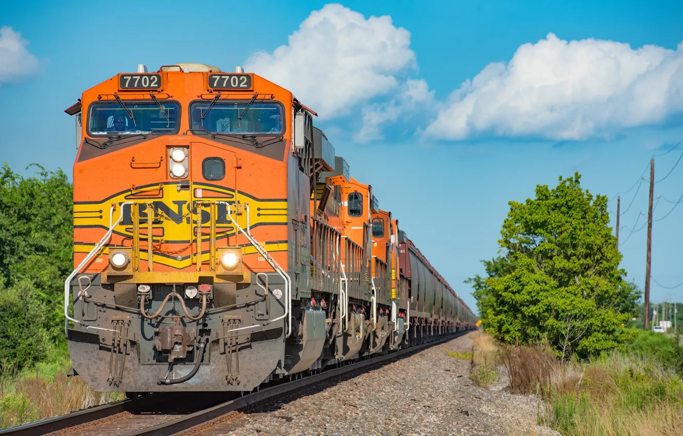 Photo wallpaper the sky, rails, train