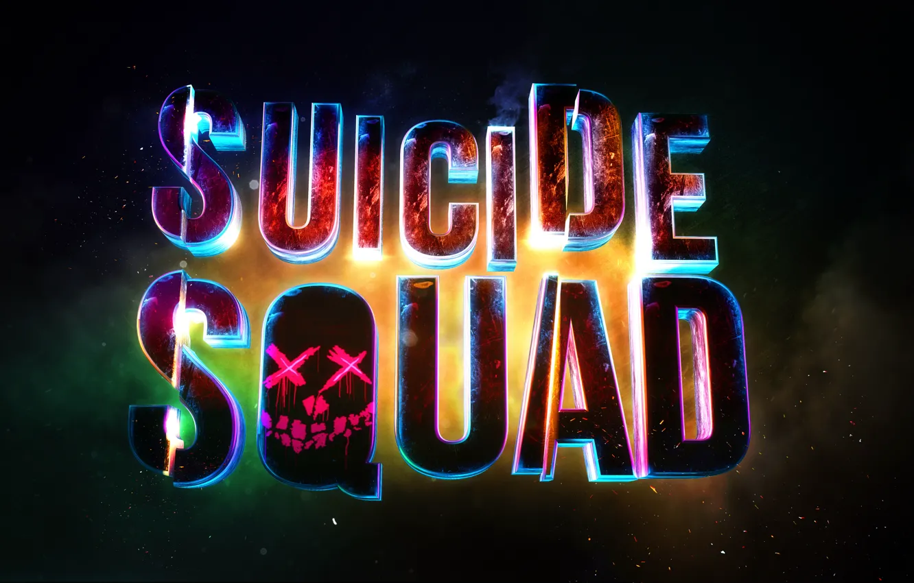 Photo wallpaper rendering, logo, high resolution, bright, cinema4d, suicide squad, suicide squad