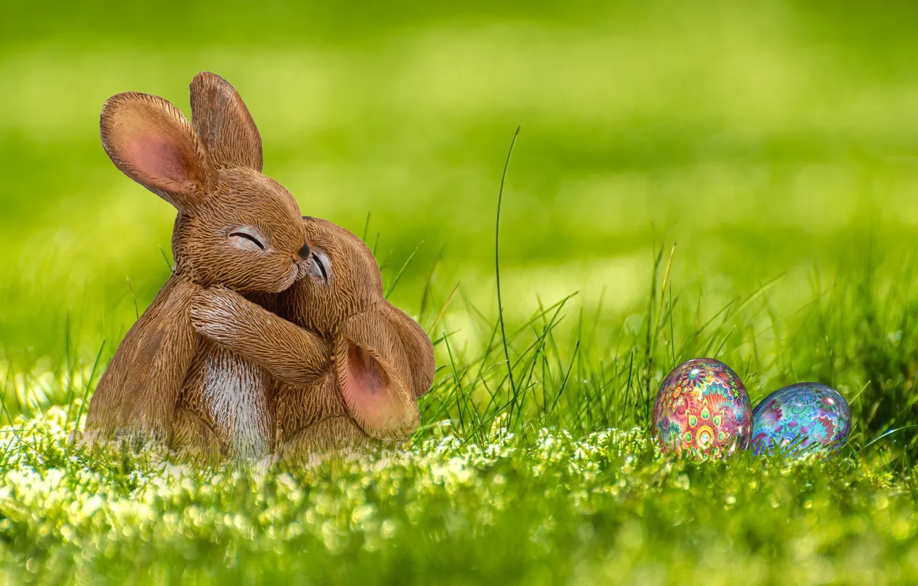 Photo wallpaper greens, grass, holiday, pattern, glade, toy, eggs, spring