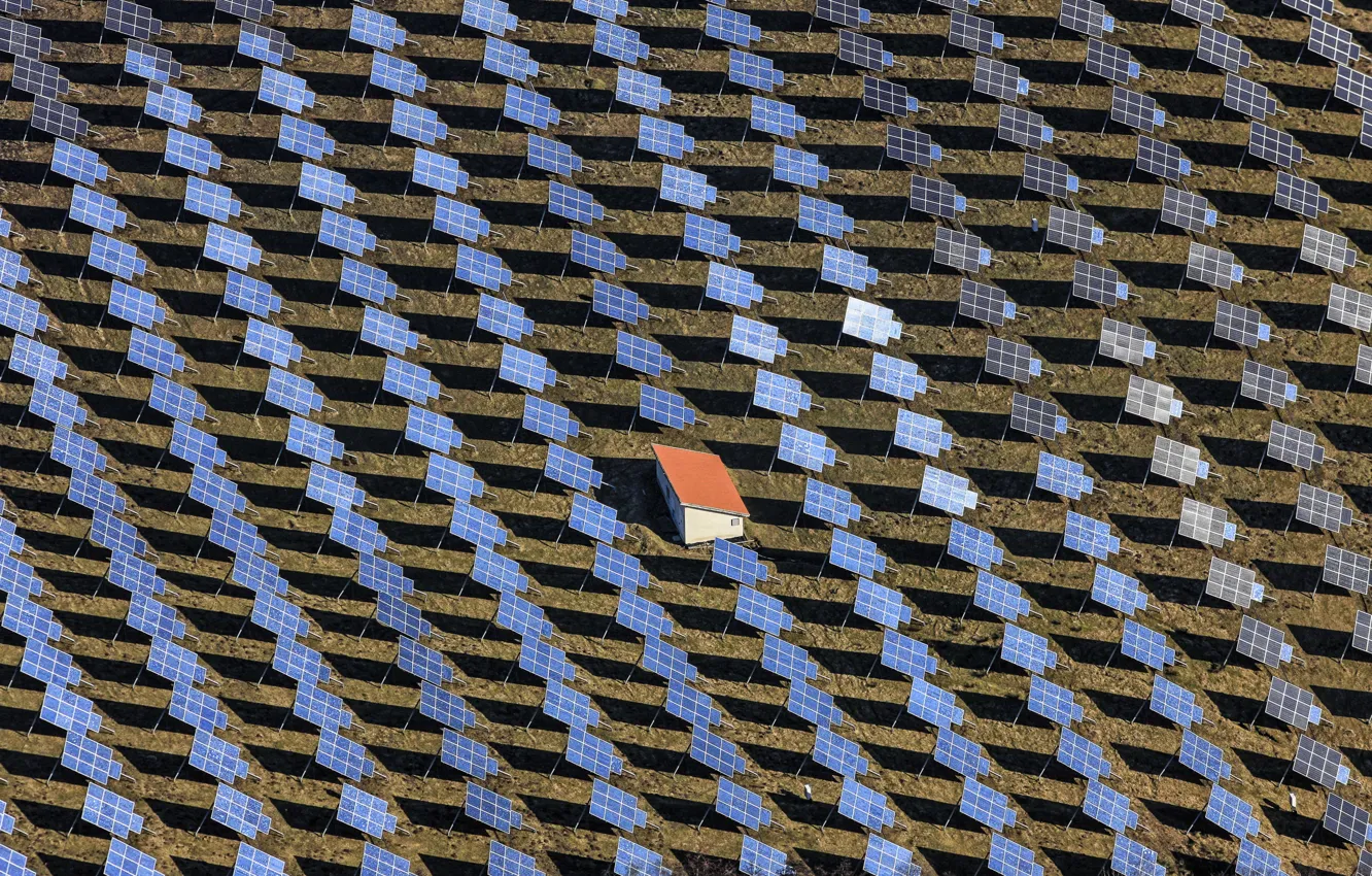 Photo wallpaper field, panorama, Solar Field