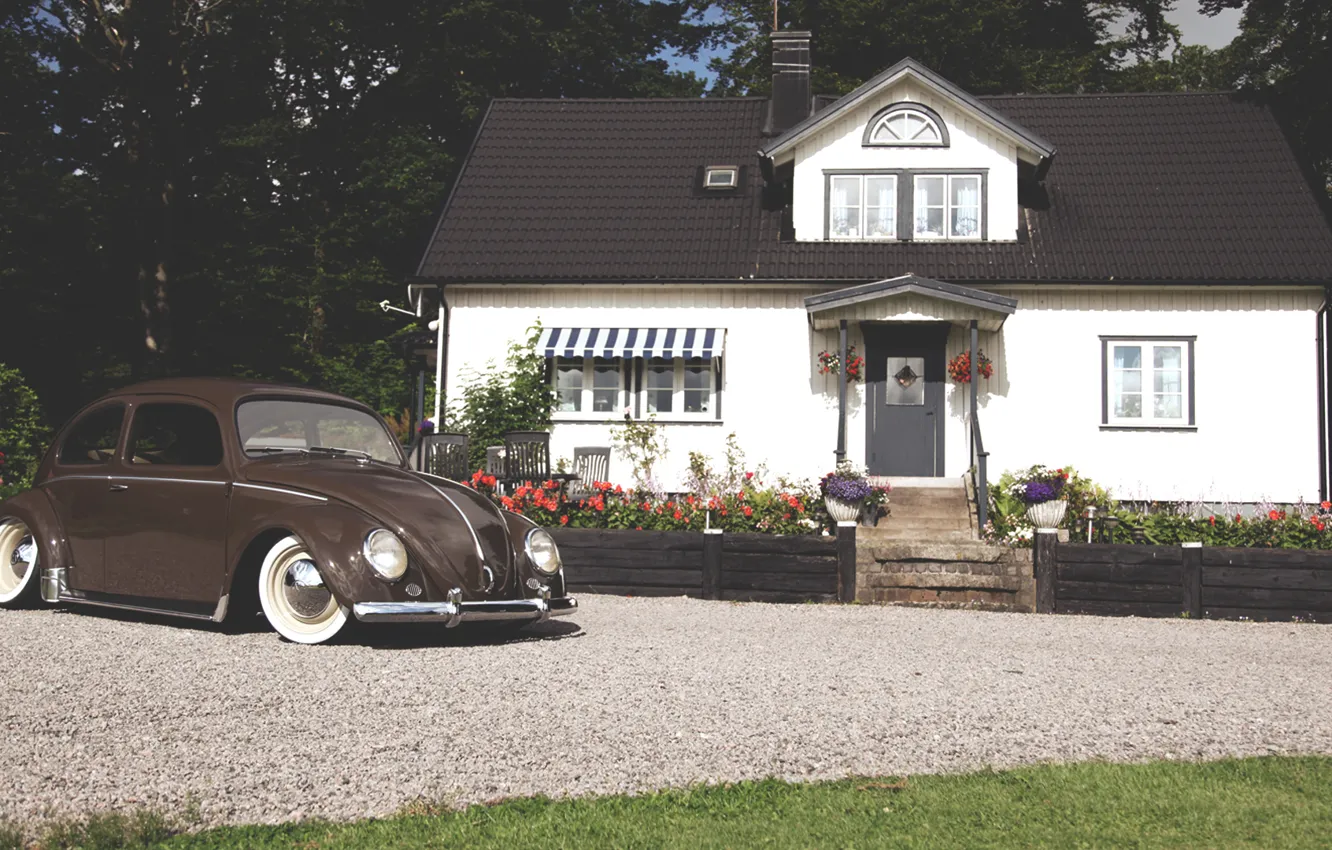 Photo wallpaper house, volkswagen, house, Volkswagen, beetle, beatle