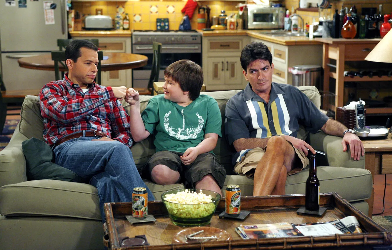 Photo wallpaper actor, the series, characters, Charlie Sheen, John Cryer, Jake Harper, Charlie Harper, Alan Harper