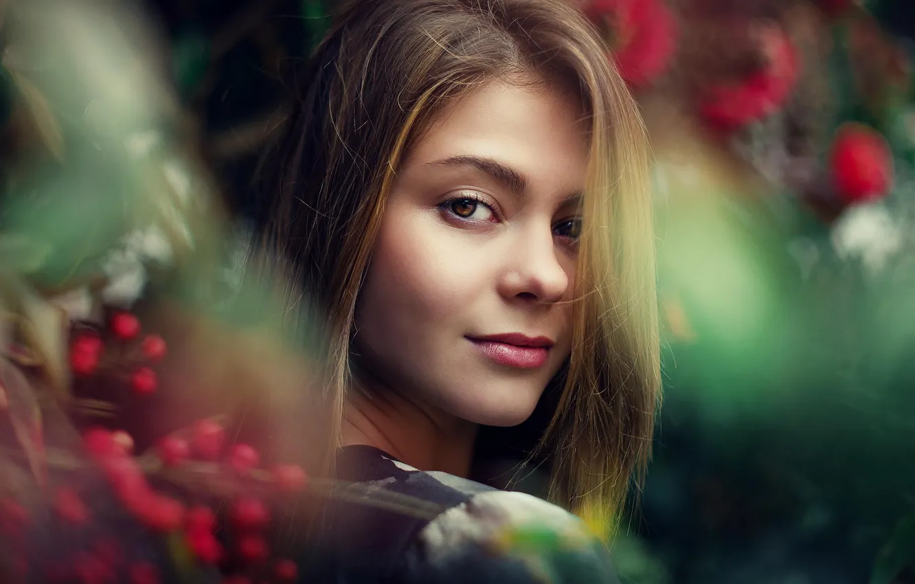 Photo wallpaper smile, portrait, brown-eyed