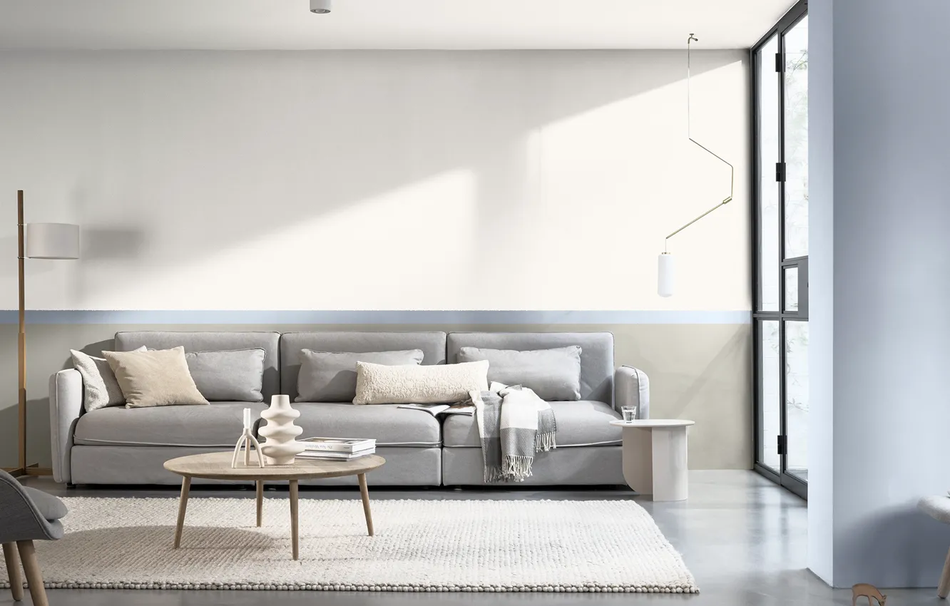 Photo wallpaper design, style, room, lamp, interior, positive, chair, sofa