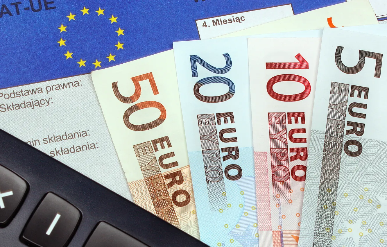 Photo wallpaper euro, currency, finance, calculator