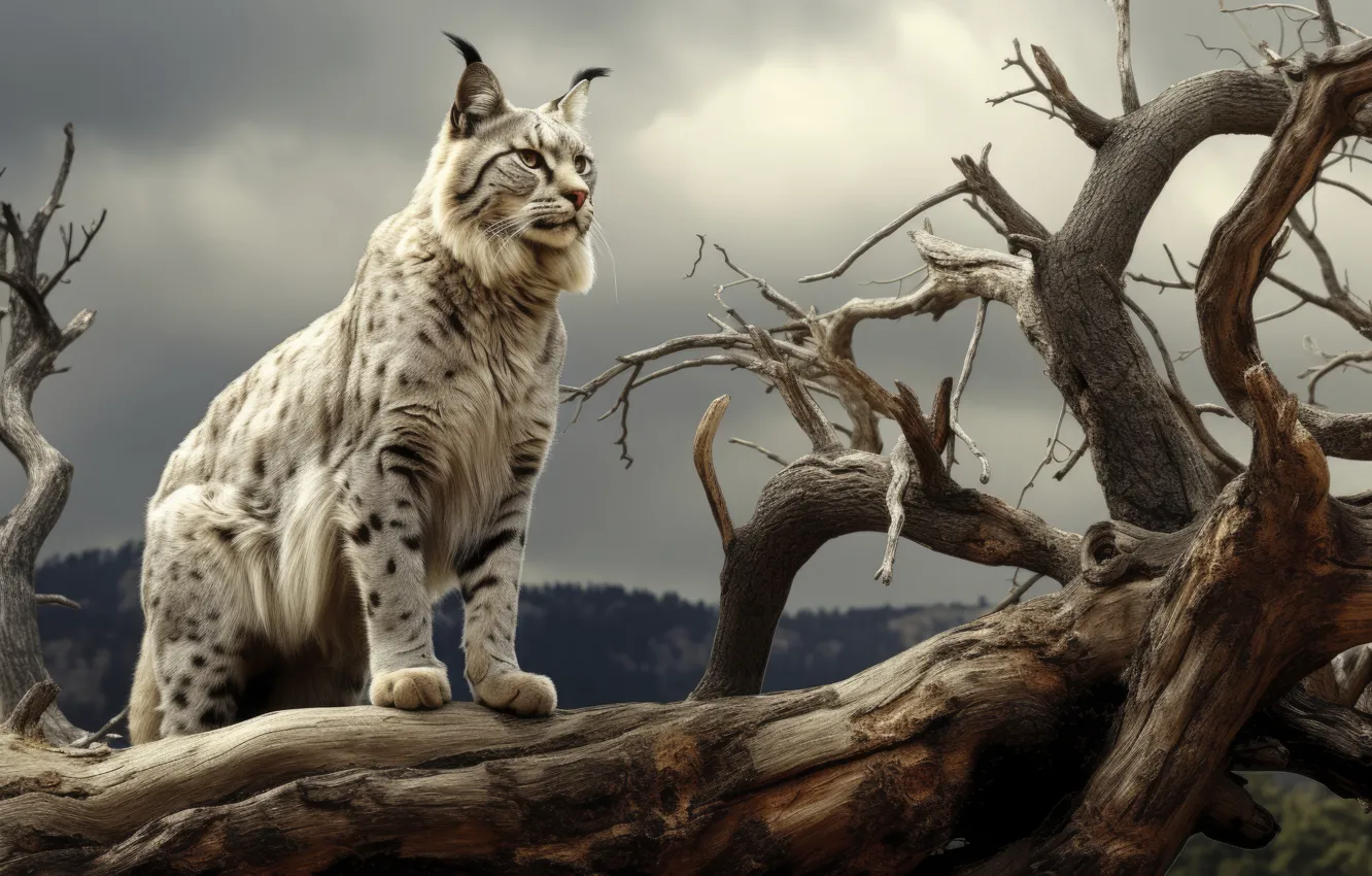 Photo wallpaper forest, white, the sky, look, clouds, trees, mountains, branches