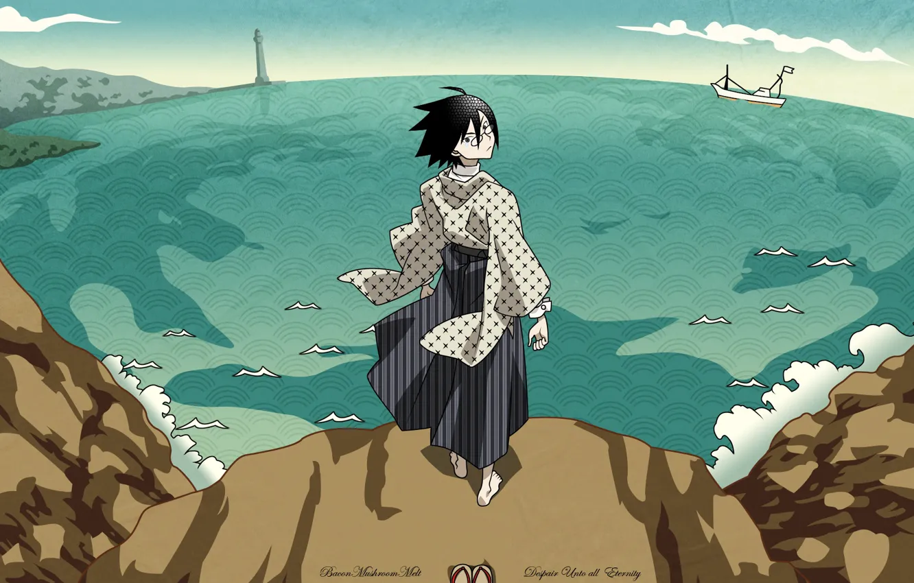 Photo wallpaper sea, open, guy, Sayonara Zetsubou Sensei, Farewell bleak Sensei
