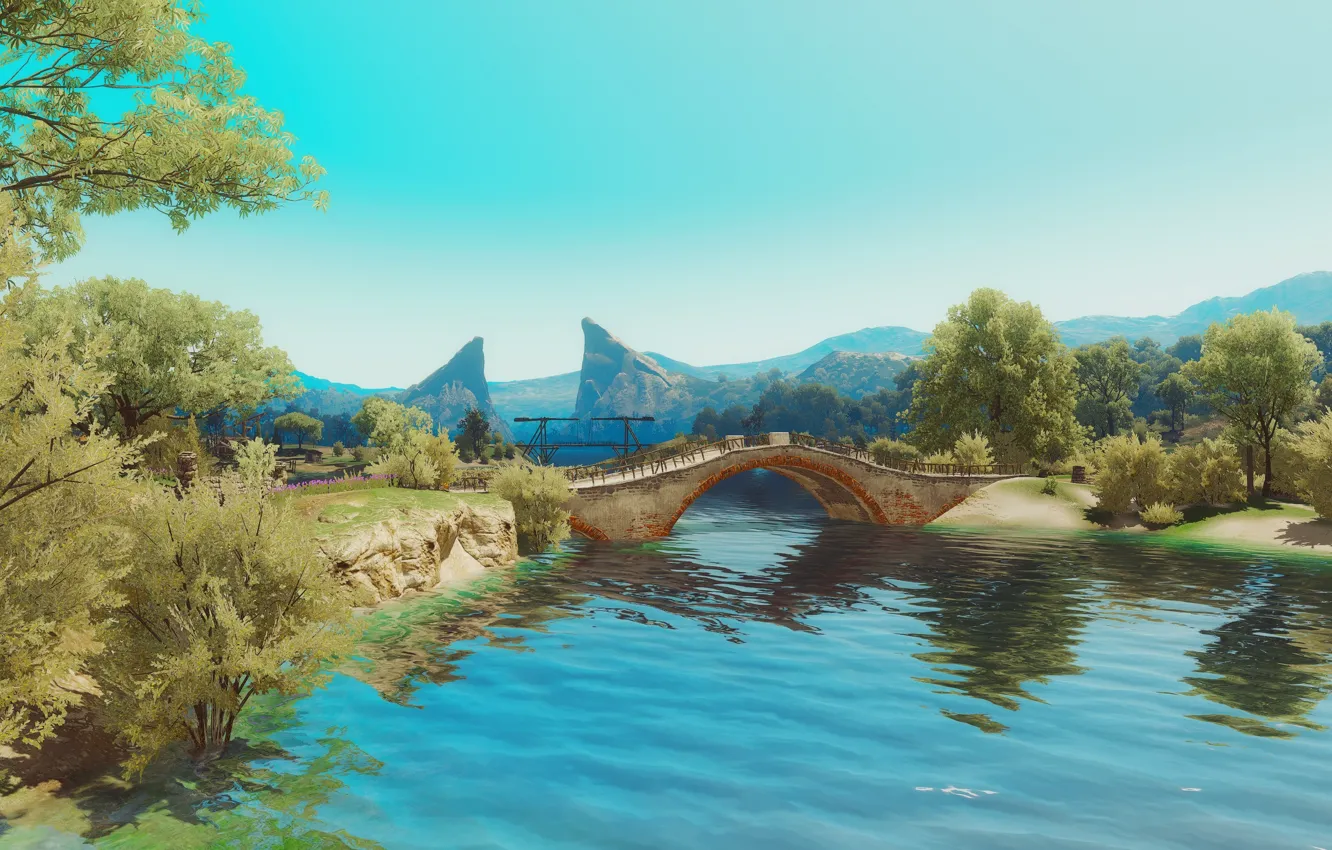 Photo wallpaper landscape, The Witcher 3, Wild Hunt