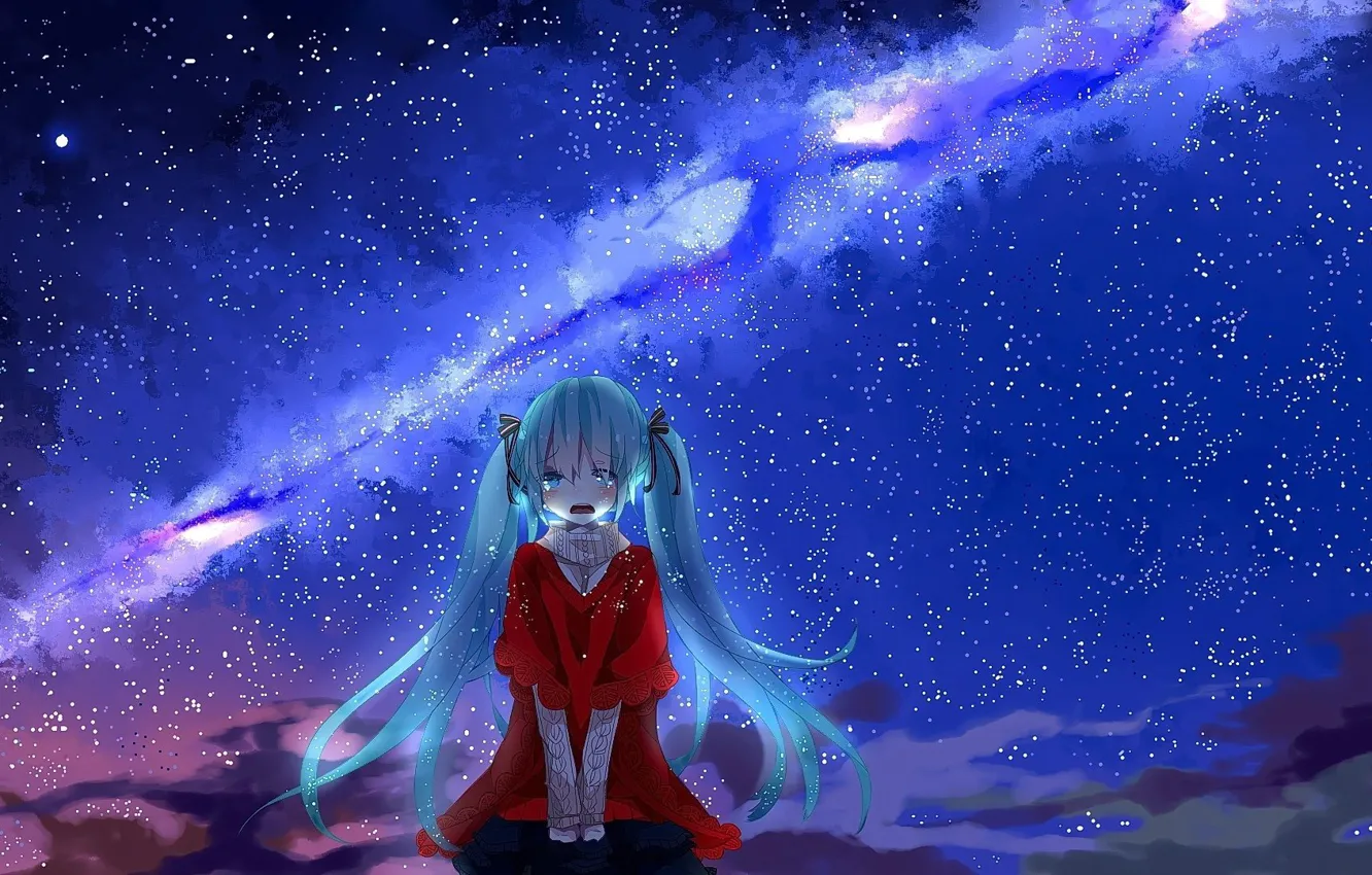 Photo wallpaper sadness, abyss, anime girl