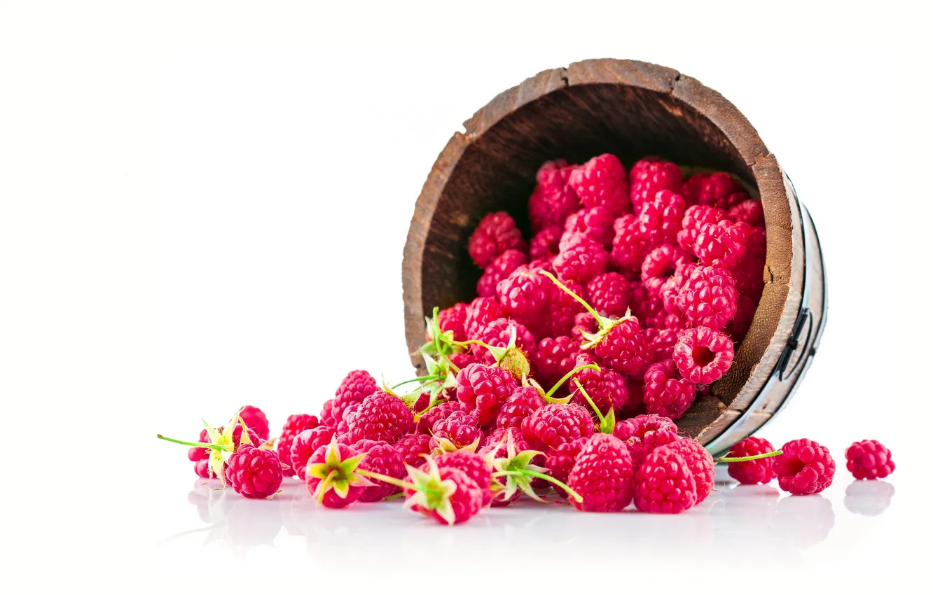 Photo wallpaper berries, raspberry, bucket