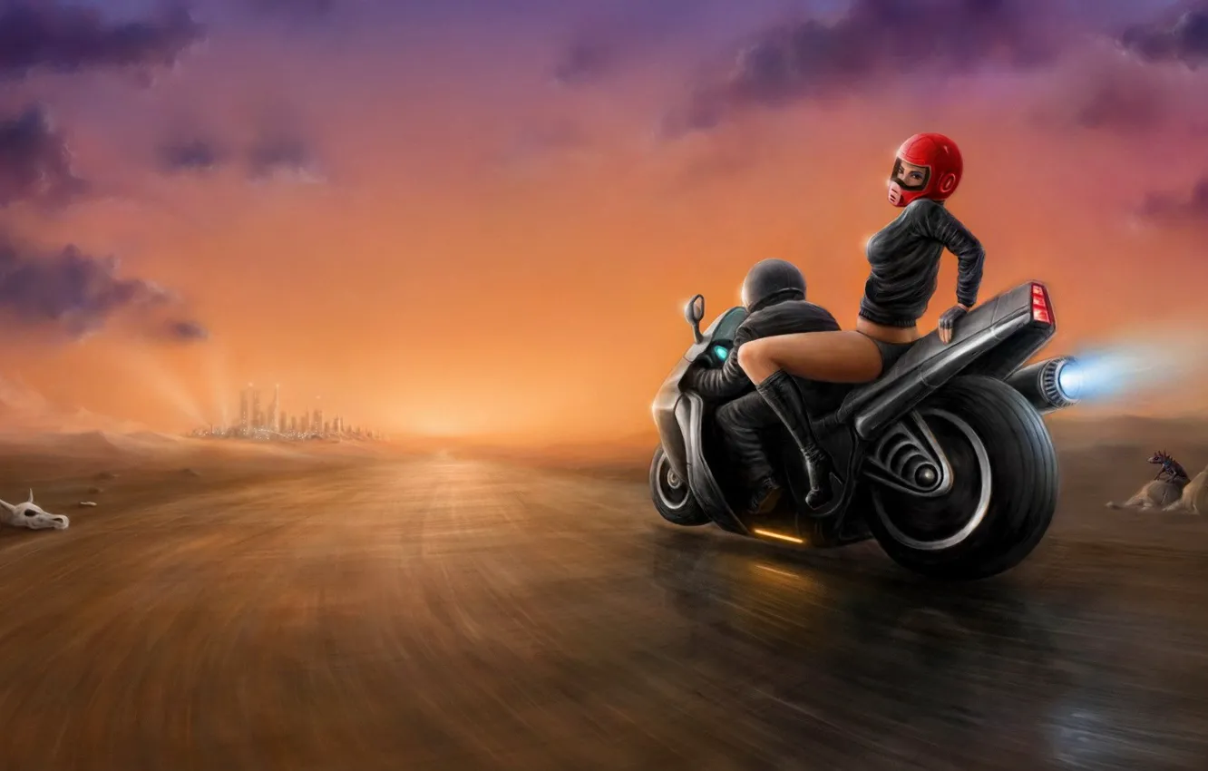 Photo wallpaper road, the city, figure