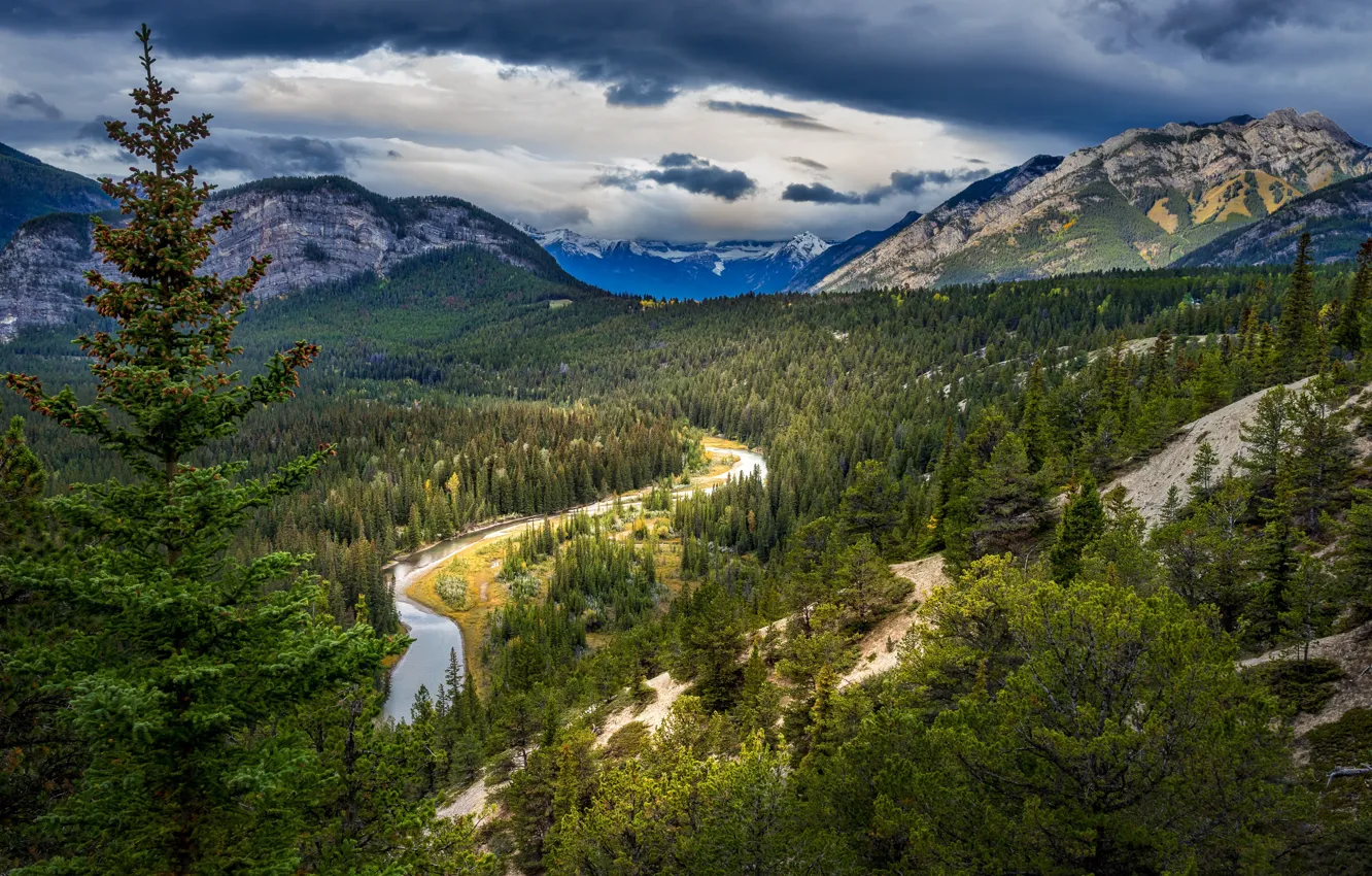 Photo wallpaper mountains, river, Canada, panorama, Albert, forest, reserve, National Park