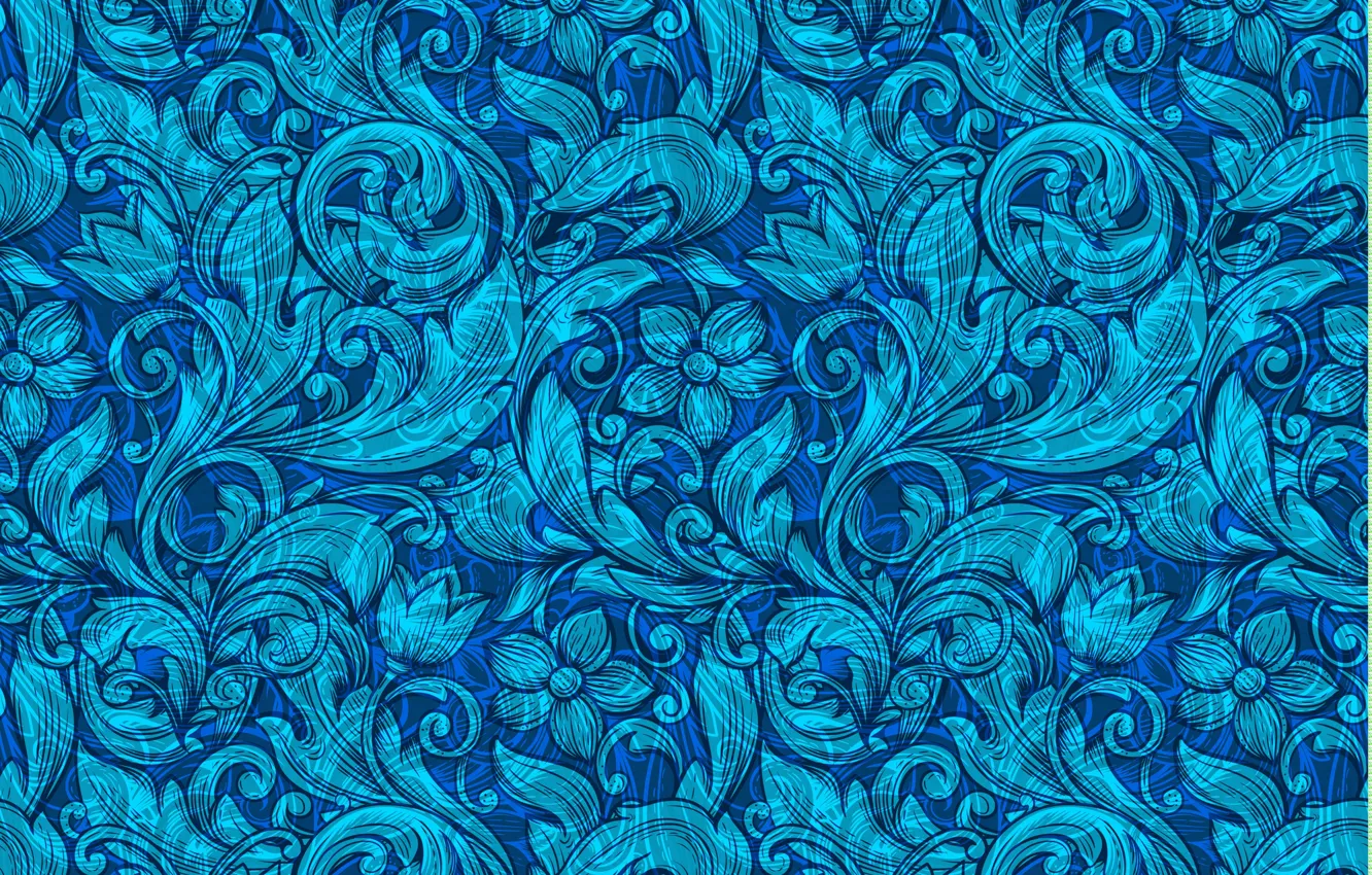Photo wallpaper blue, pattern, ornament