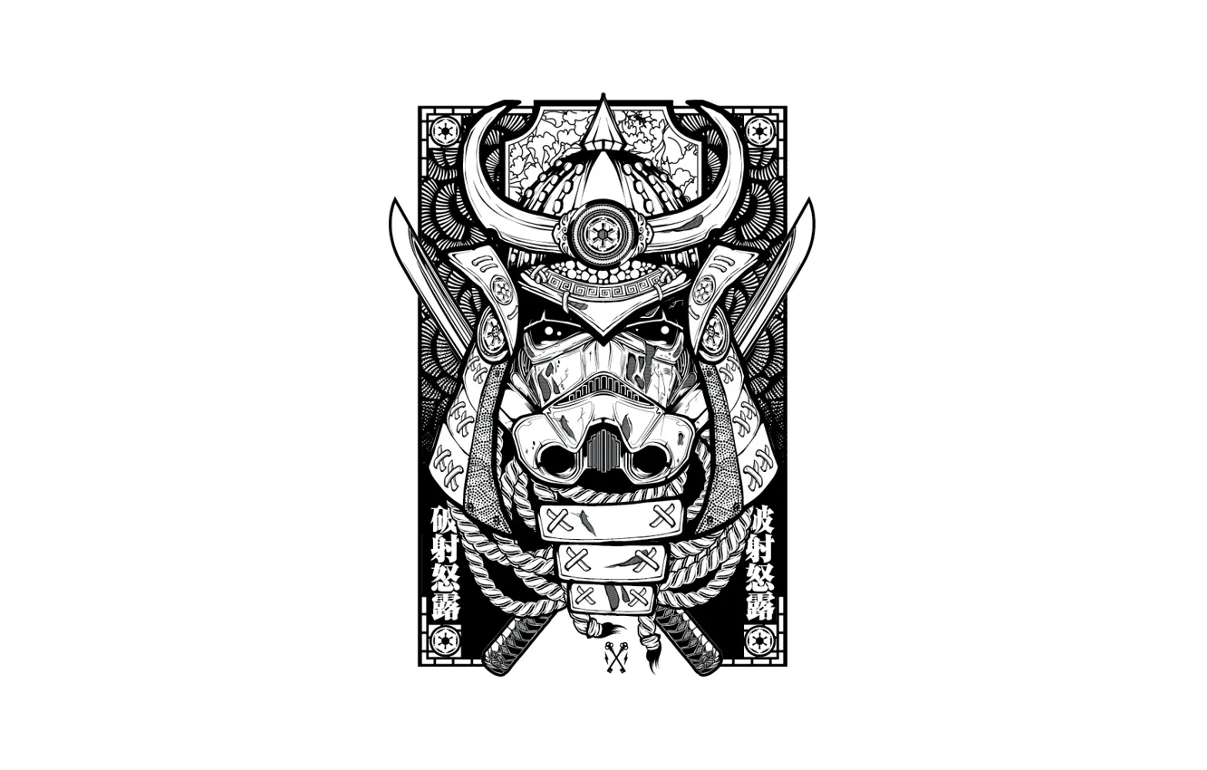 Photo wallpaper white, black, card, stormtrooper helmet