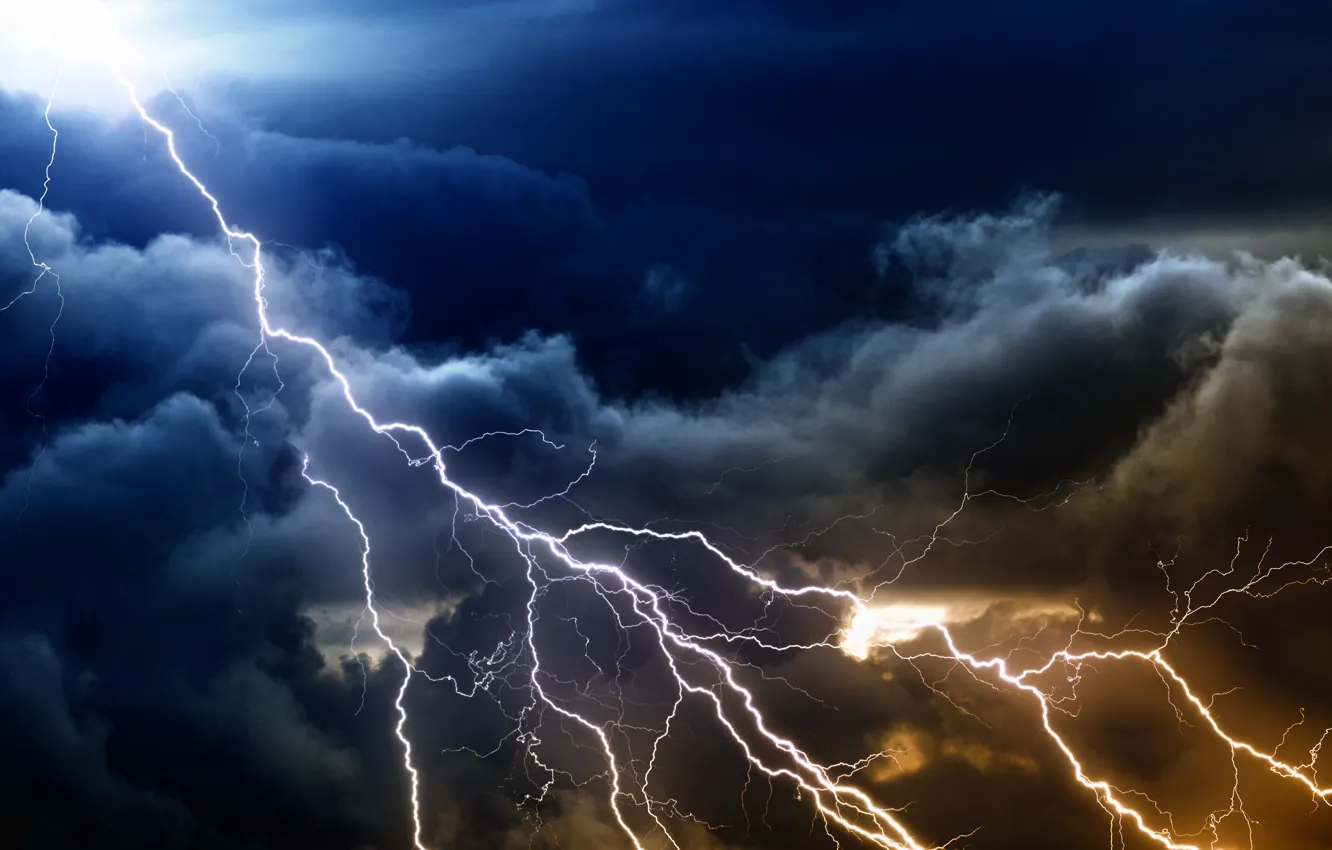 Photo wallpaper storm, lightning, thunder