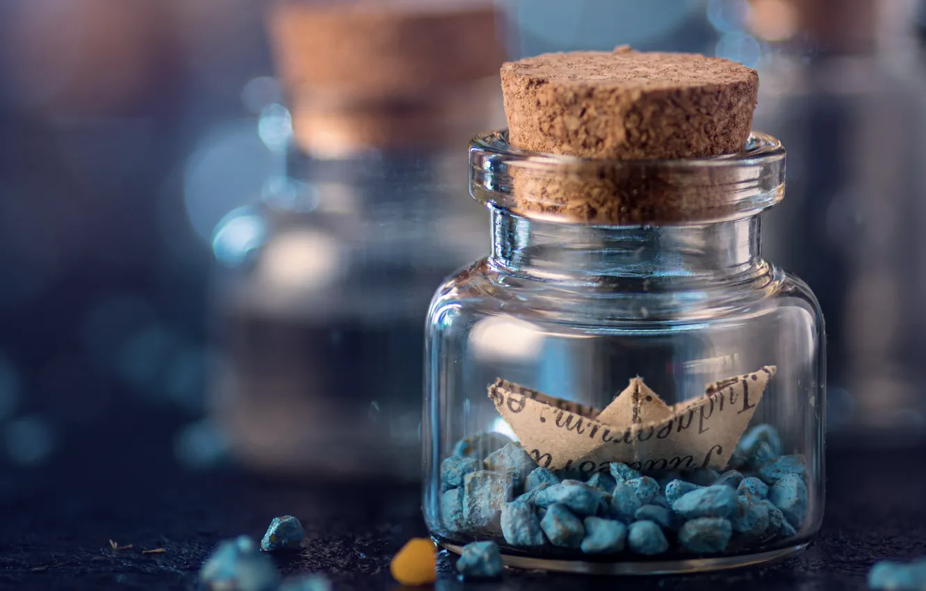 Photo wallpaper macro, Bank, boat