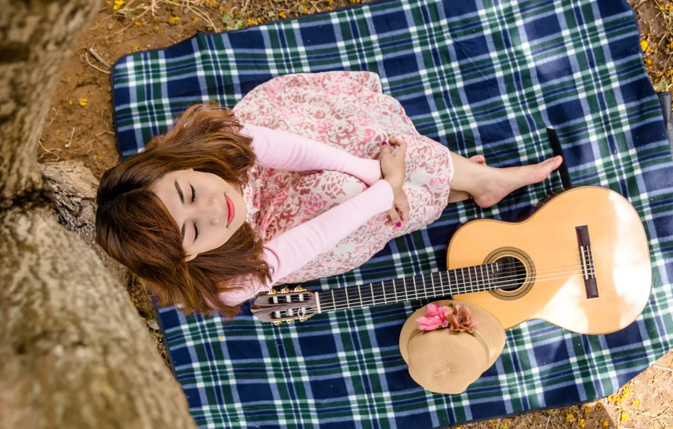 Photo wallpaper girl, music, guitar