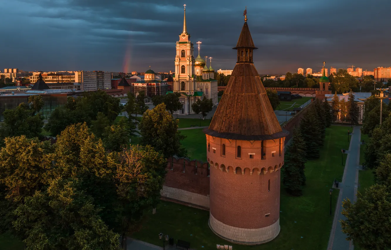 Photo wallpaper landscape, the city, rainbow, the evening, Church, The Kremlin, Tula, Ilya Garbuzov