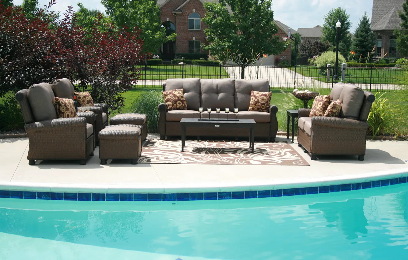 Photo wallpaper furniture, home, pool, terrace