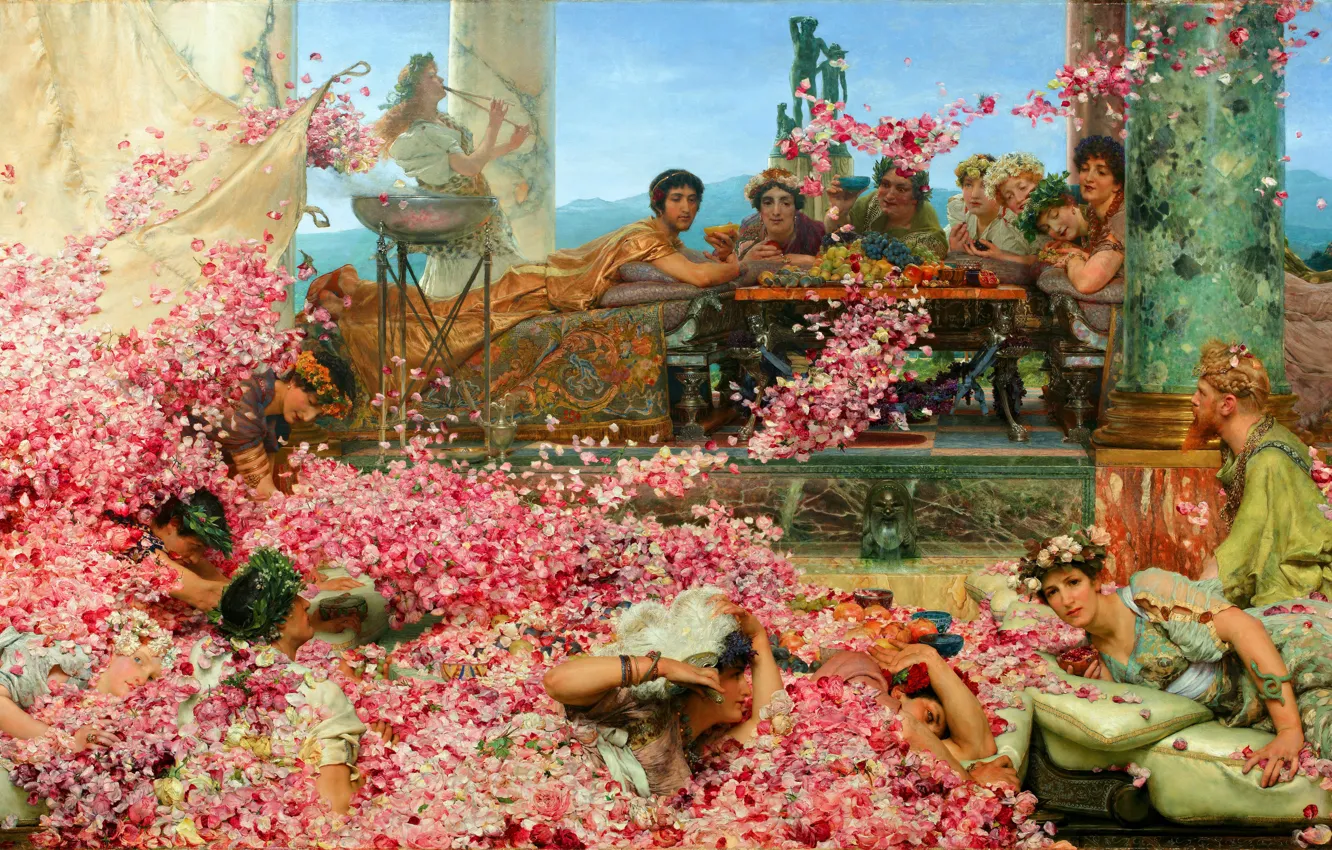 Photo wallpaper Girls, Picture, Roses, Lawrence Alma-Tadema, Lawrence Alma-Tadema, The Roses Of Heliogabalus, British painter