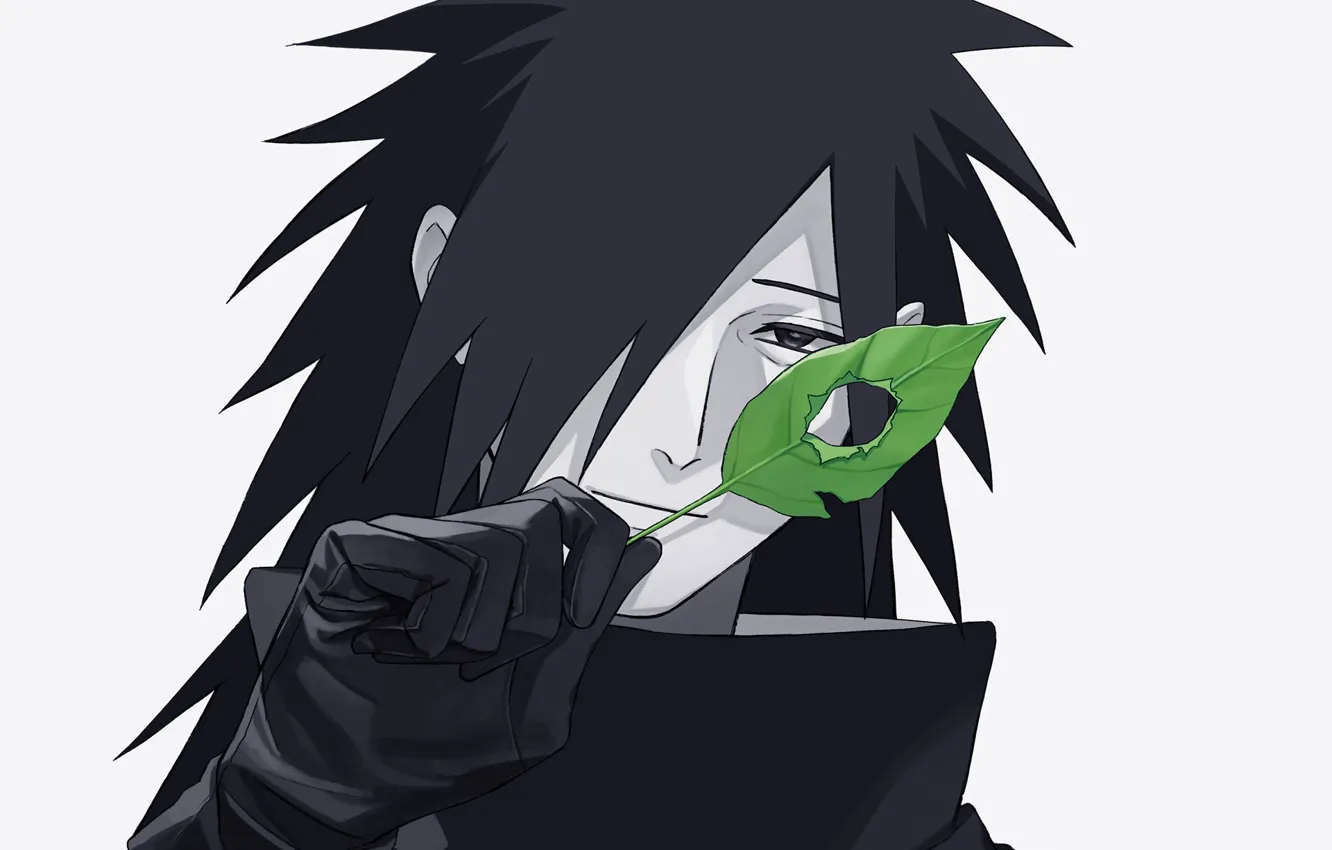 Photo wallpaper leaves, hole, Naruto, Naruto, Uchiha Madara