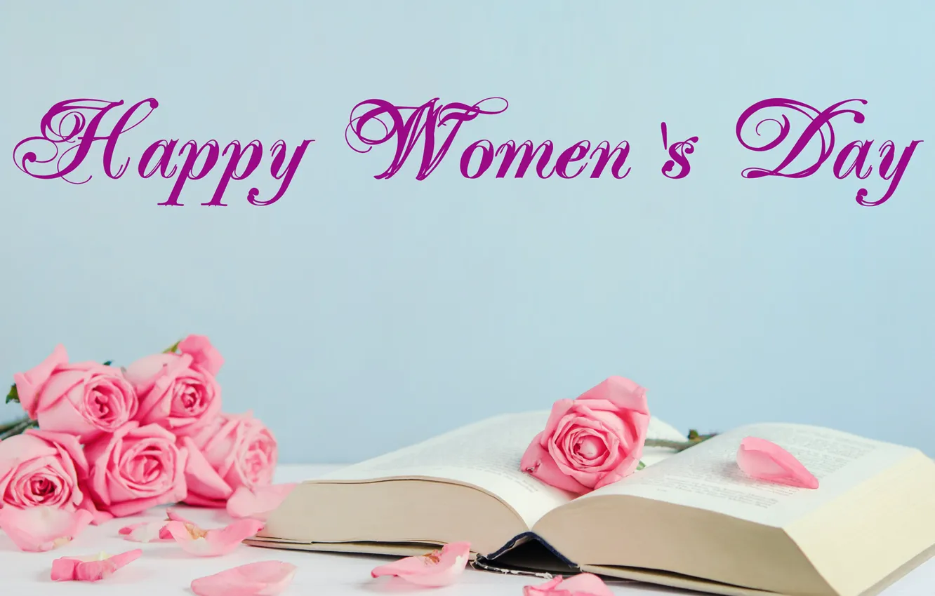 Photo wallpaper roses, book, Mother's day