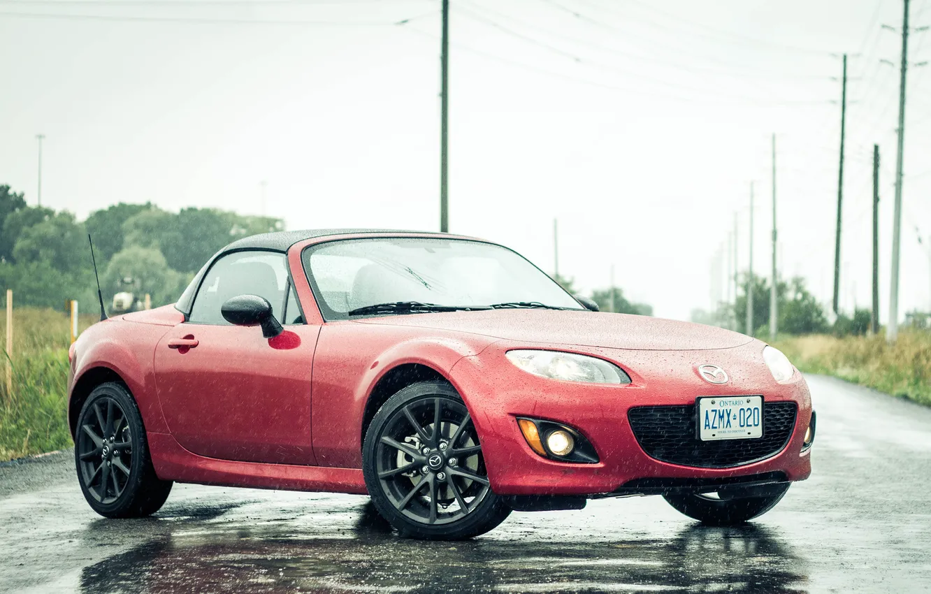 Photo wallpaper Mazda, rain, mx-5