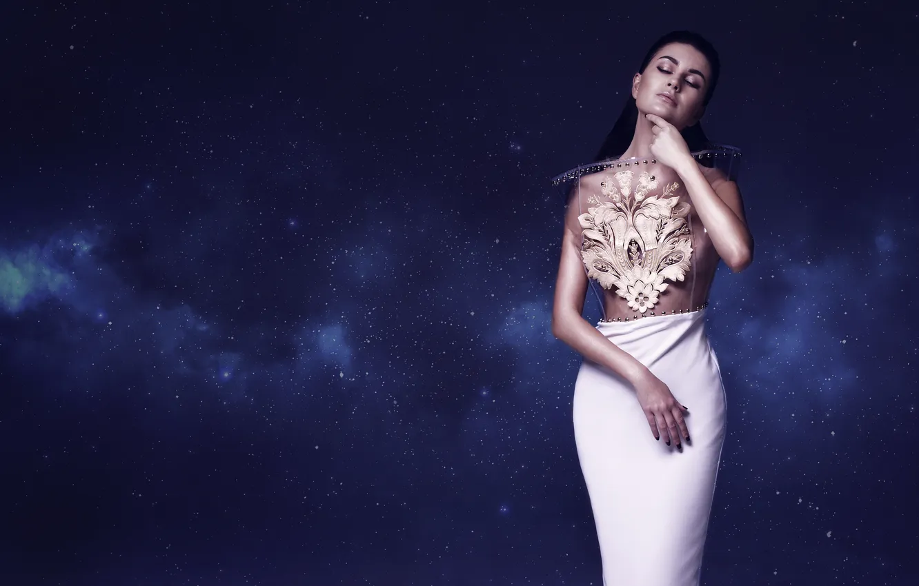 Photo wallpaper girl, pose, skirt