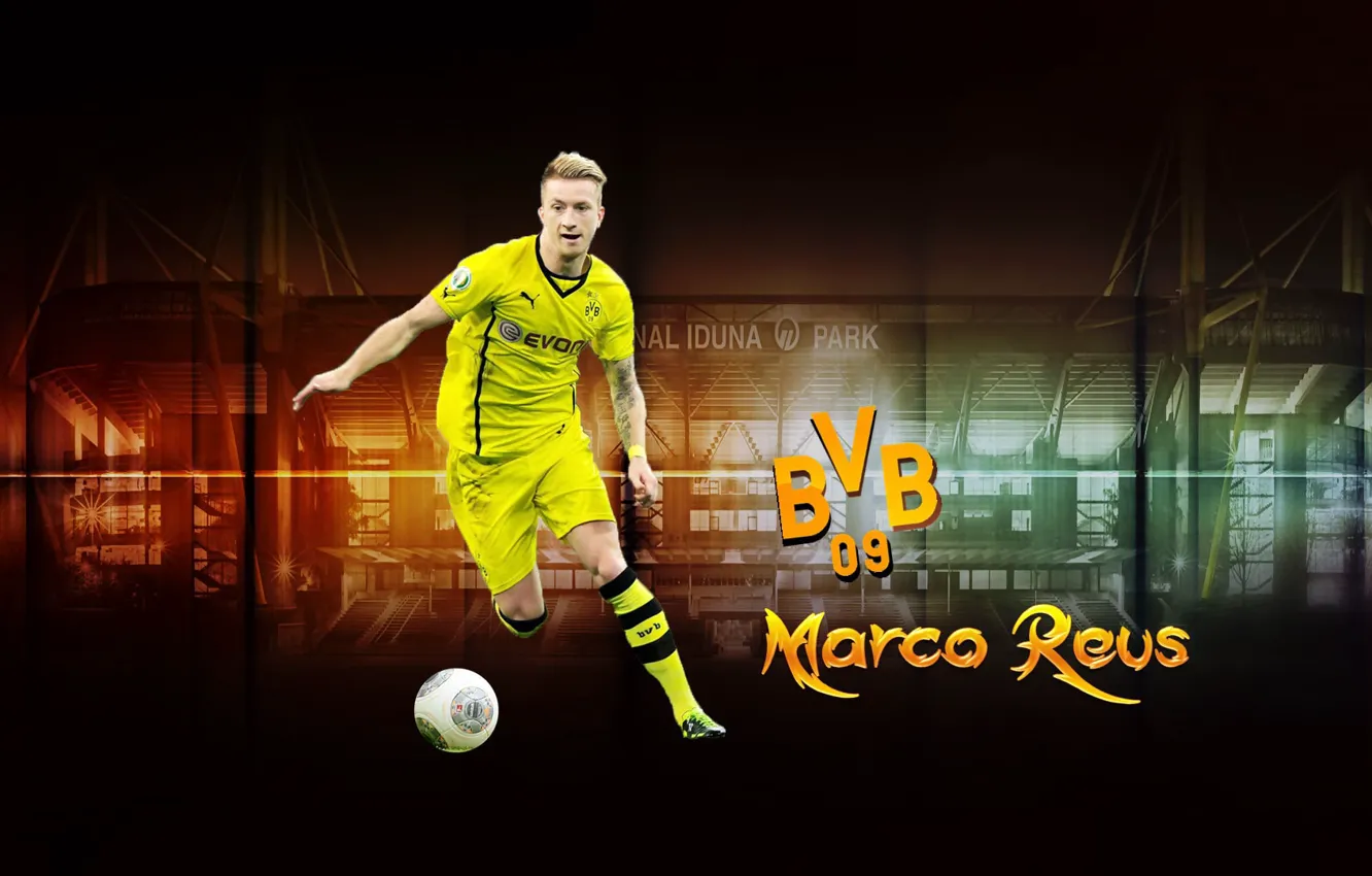 Photo wallpaper wallpaper, football, player, Sport, Borussia Dortmund, Marco Reus, Signal Iduna Park