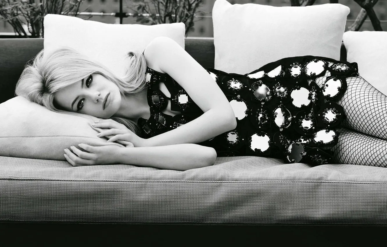 Photo wallpaper black and white, Emma Stone, Emma Stone