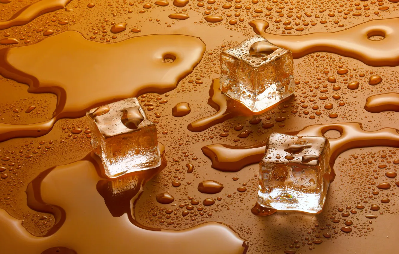 Photo wallpaper ice, water, drops, cubes, liquid