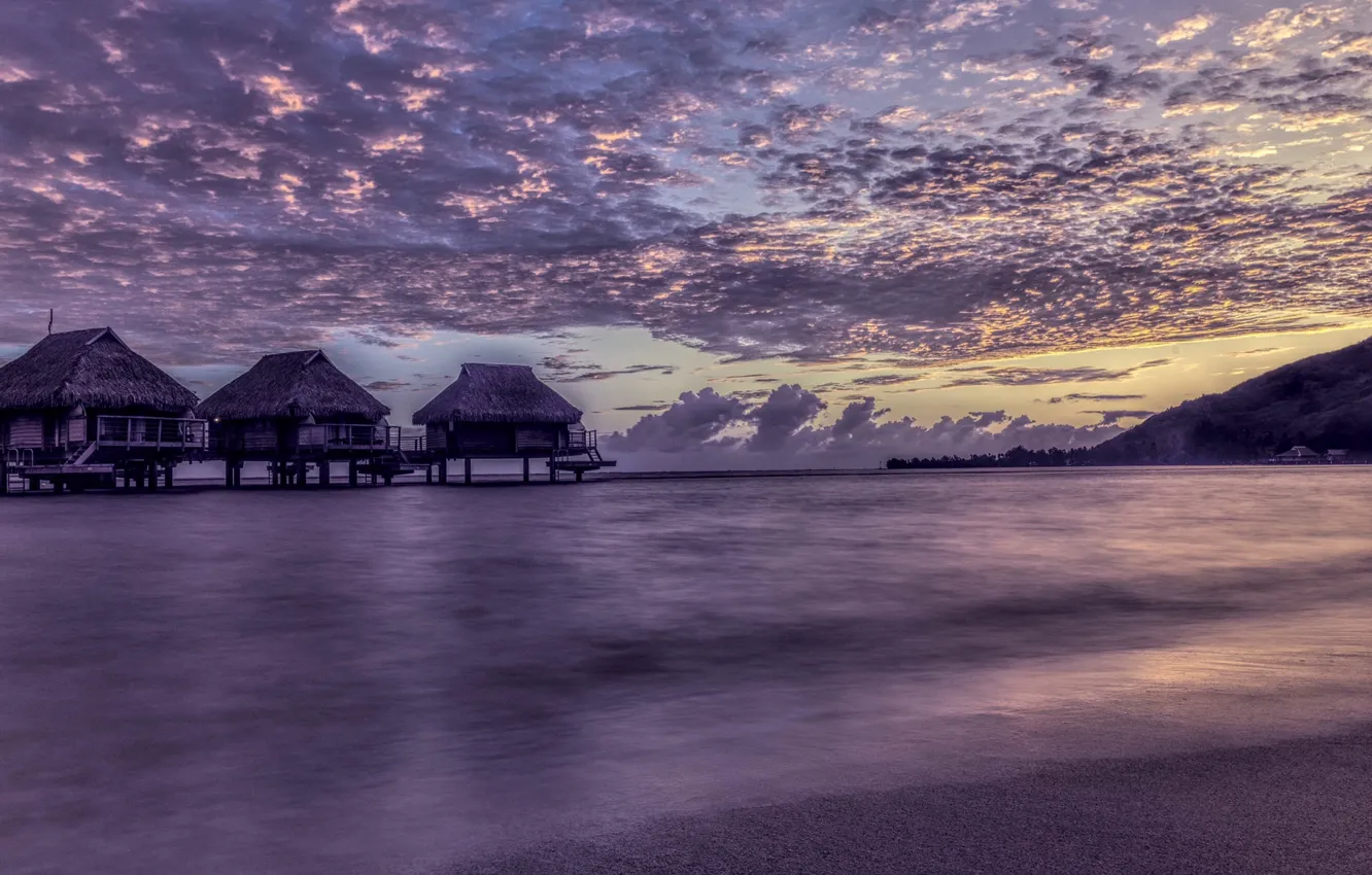 Photo wallpaper sea, shore, the evening