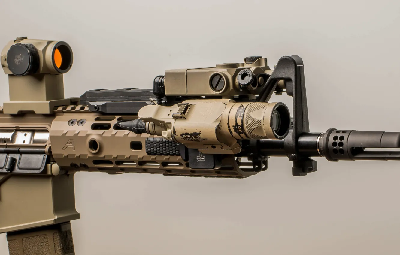 Photo wallpaper macro, flashlight, optics, assault rifle