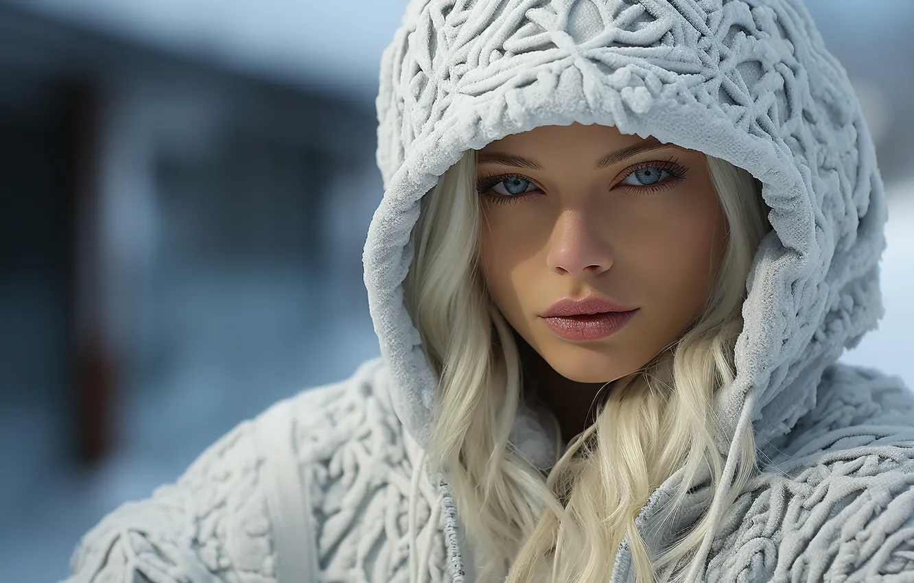 Photo wallpaper girl, blonde, blue-eyed, AI Art