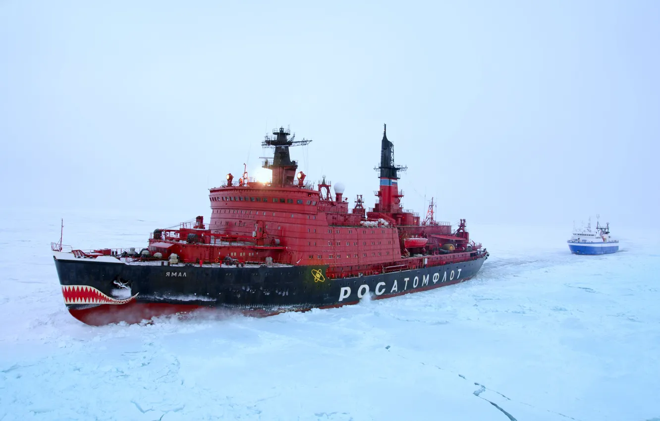 Photo wallpaper ice, North, posting, icebreaker, Yamal, the nuclear-powered ship
