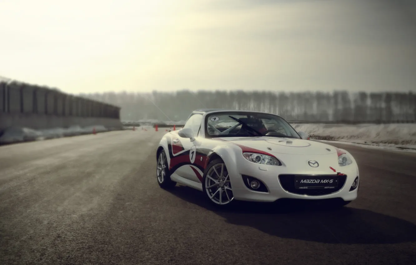 Photo wallpaper road, machine, track, car, MX-5, mazdz
