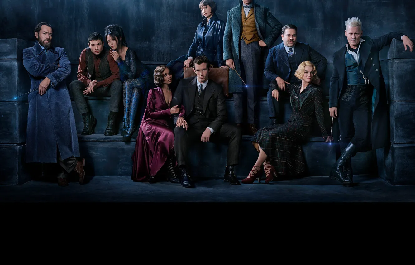 Photo wallpaper Johnny Depp, Eddie Redmayne, Katherine Waterston, Fantastic Beasts, The Crimes of Grindelwald, Fantastic beasts, Crime …