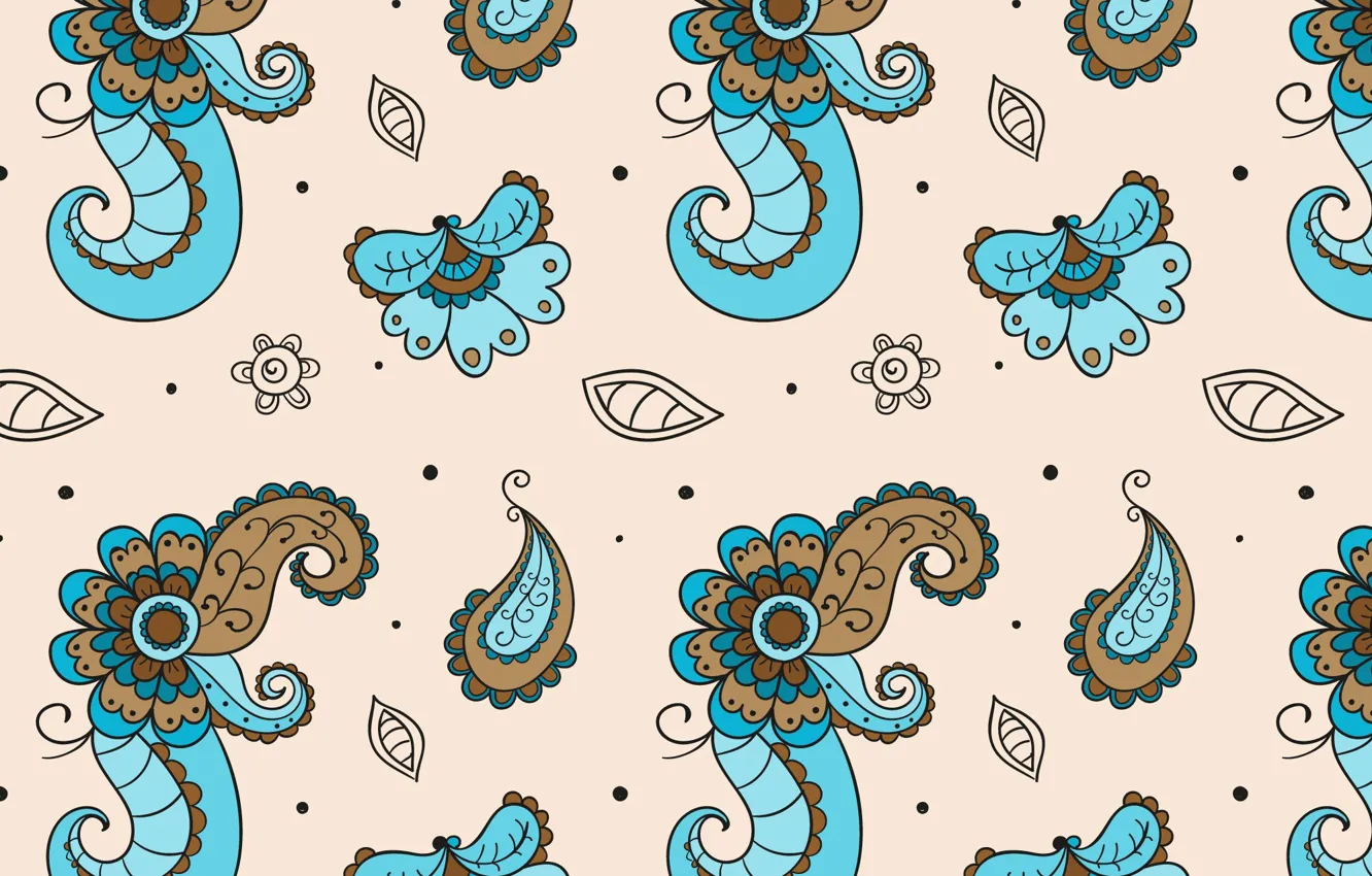 Photo wallpaper flowers, ornament, pattern, floral, batik