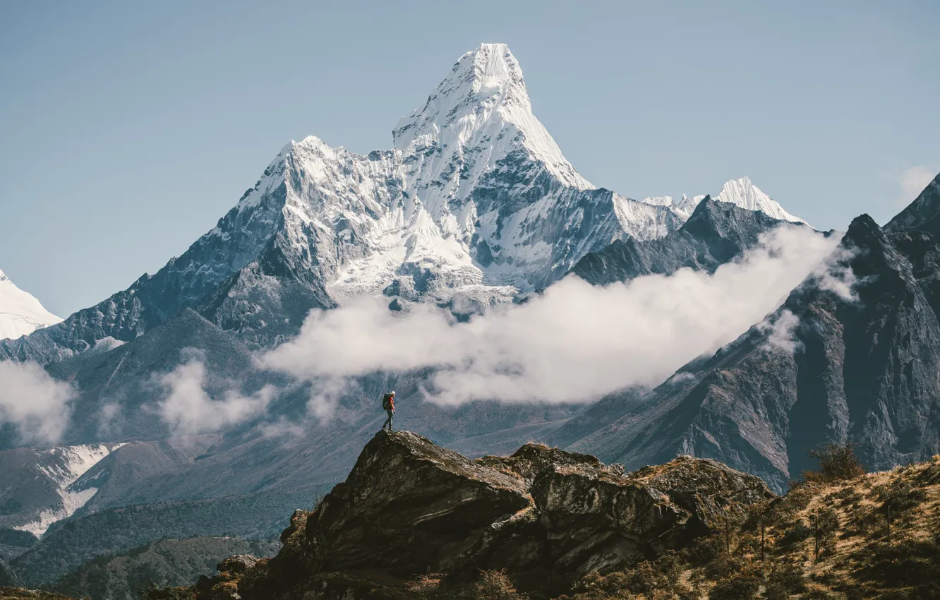 Photo wallpaper mountains, rocks, people, mountain, The Himalayas