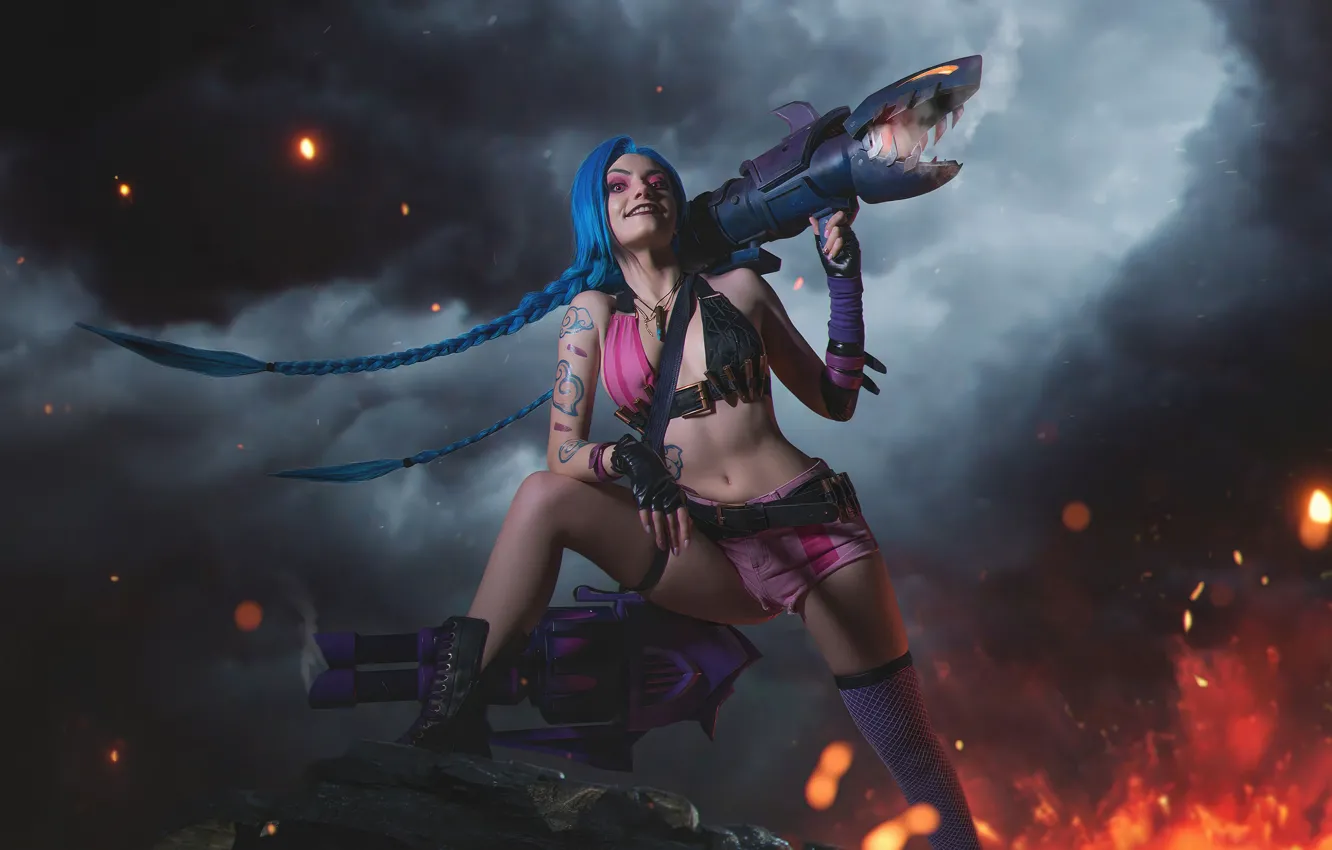 Photo wallpaper cosplay, League of Legends, Jinx