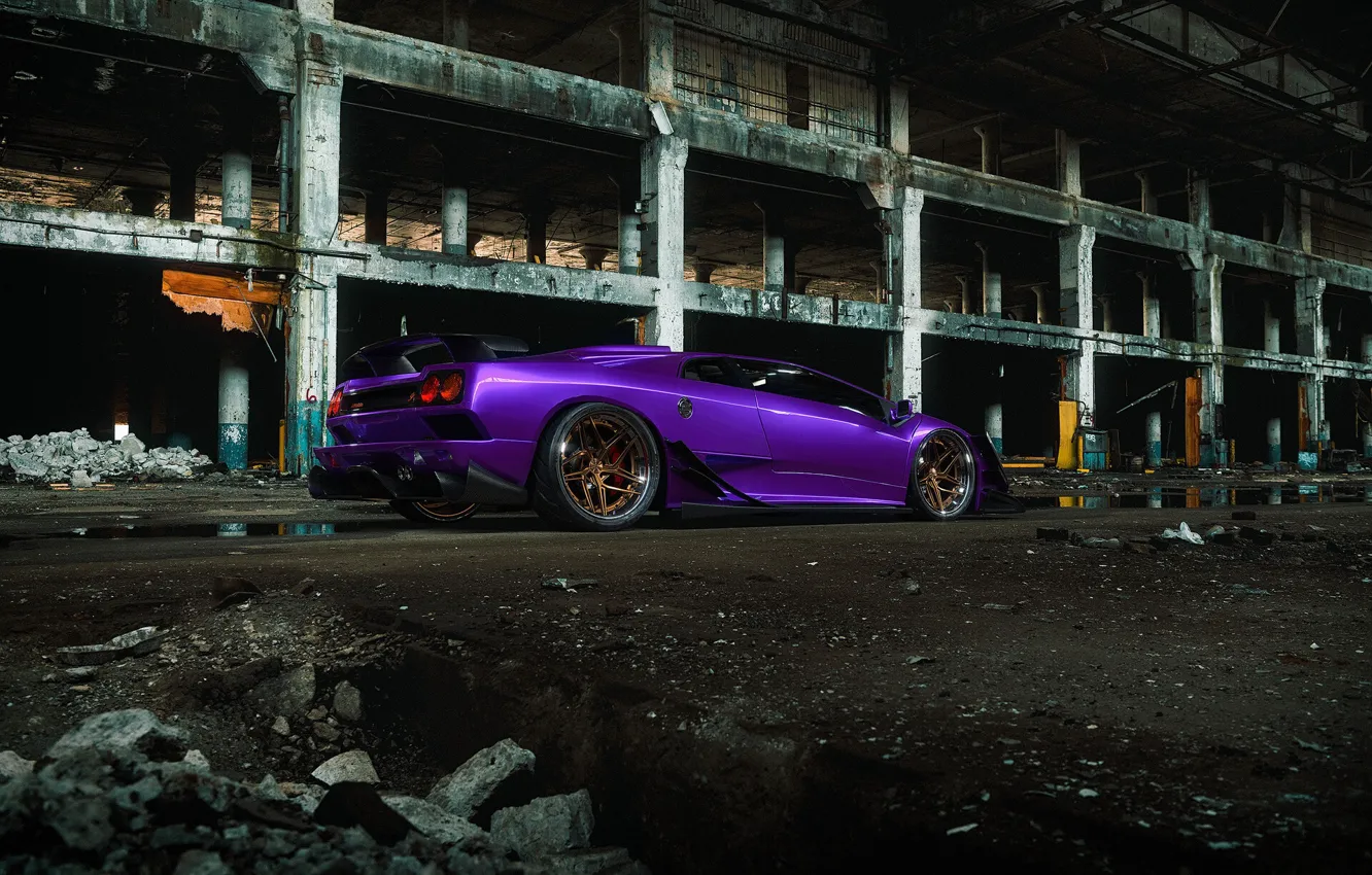 Photo wallpaper Auto, Lamborghini, Machine, Car, Purple, Car, Render, Diablo