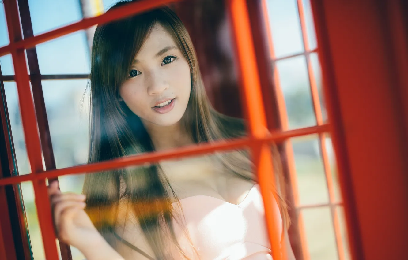 Photo wallpaper look, glass, model, portrait, makeup, hairstyle, brown hair, topic