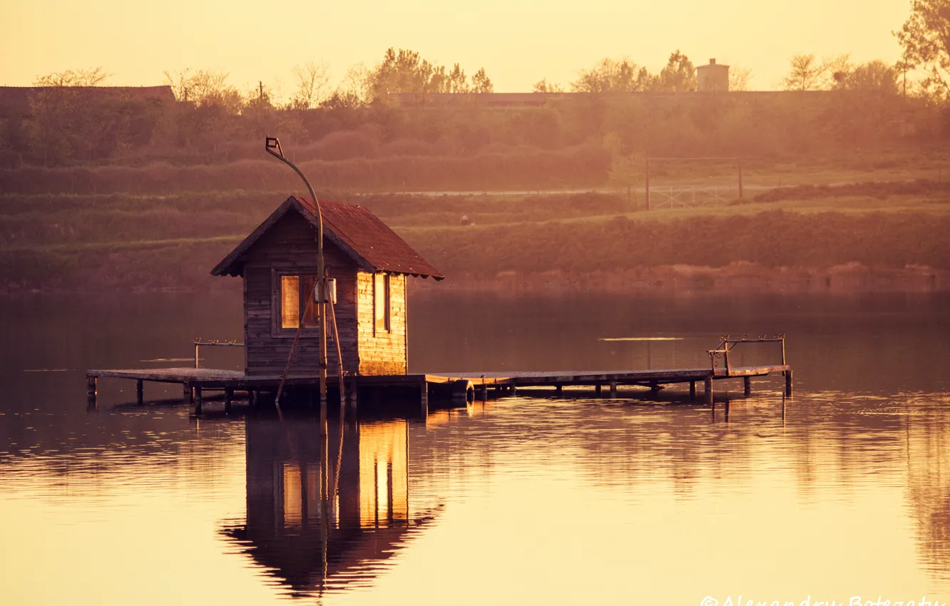 Photo wallpaper house, nature, lake, Romania, photograhpy, calarasi, alexandrubotezatu