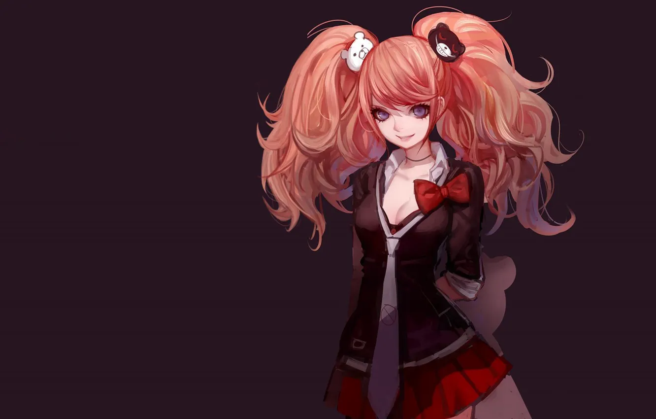 Photo wallpaper anime, art, enoshima junko, Danganronpa, school uniform.