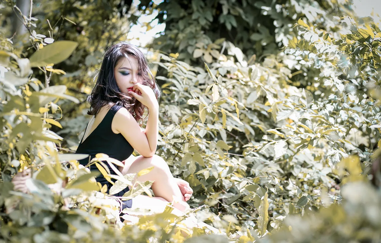 Photo wallpaper girl, background, Asian