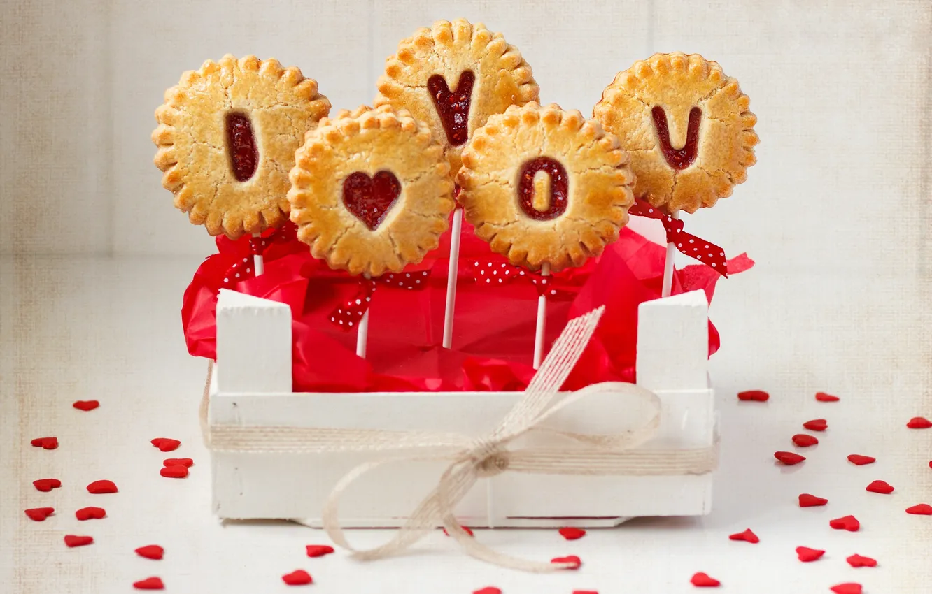 Photo wallpaper love, heart, food, cookies, love, cake, i love you, food