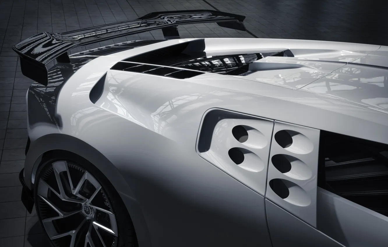 Photo wallpaper car, Bugatti, white, design, details, hypercar, One hundred and ten, Bugatti Centodieci